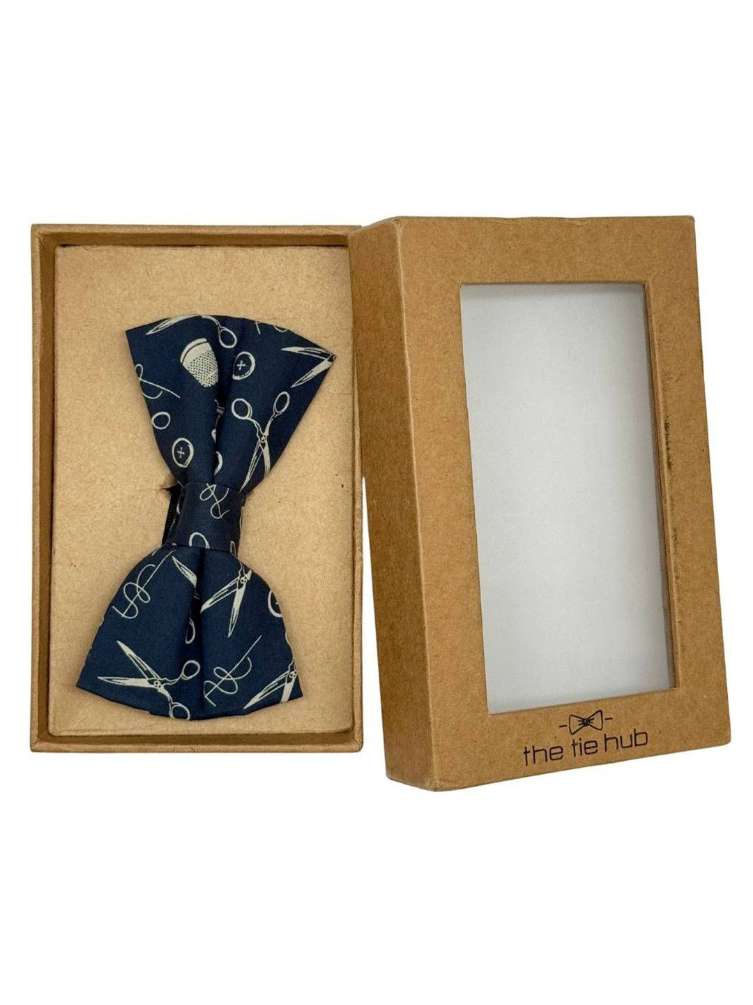 The Tie Hub Men Scissors Printed Cotton Bow Tie
