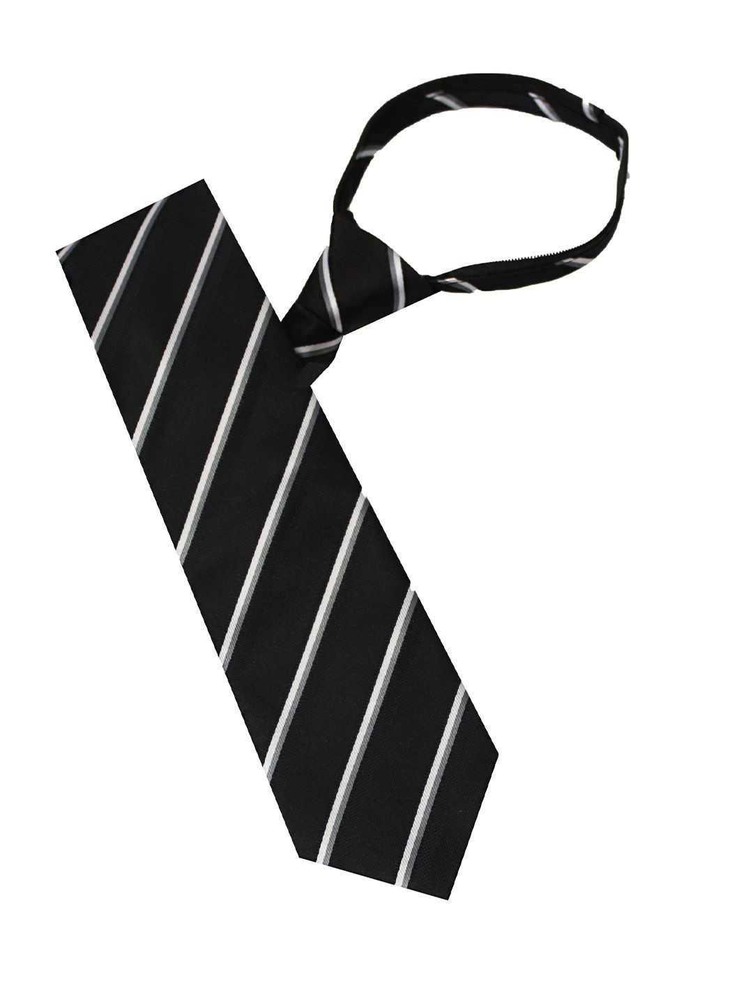 Leonardi Men Striped Zipper Skinny Tie