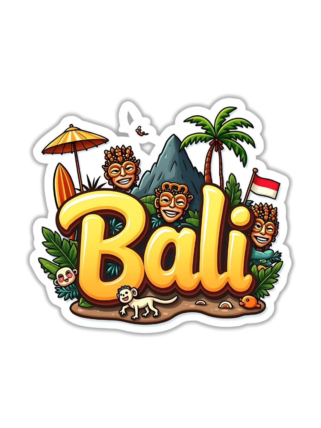 GIFTODAY Yellow & Green Bali Printed Fridge Magnet