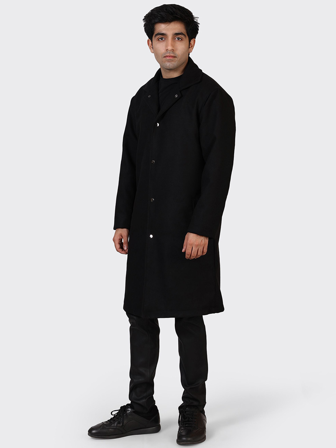 HUE & HIDE Men Wool Lapel Collar Solid Tailored Jacket