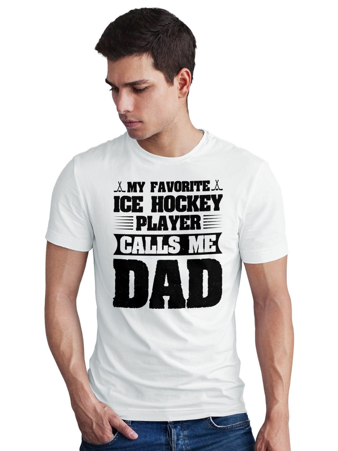 Seekbuylove Men Bio Finish Ice Hockey Player Dad Round Neck Pure Cotton T-shirt