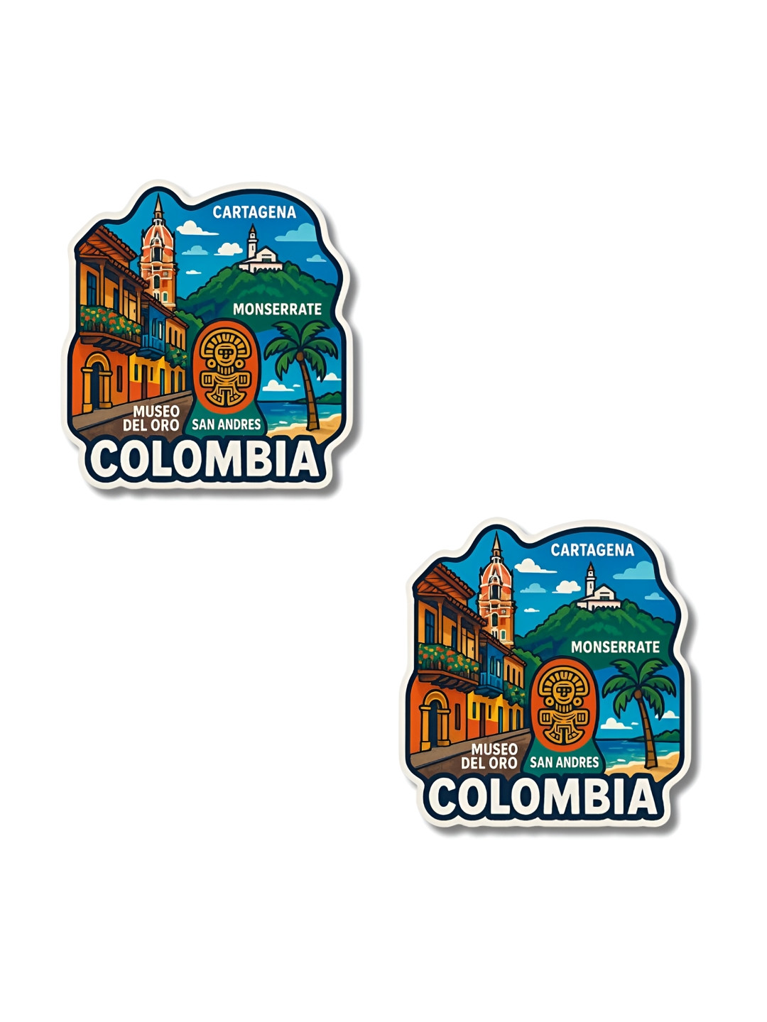 GIFTODAY Set Of 2 Blue & Green Printed Decorative Magnets