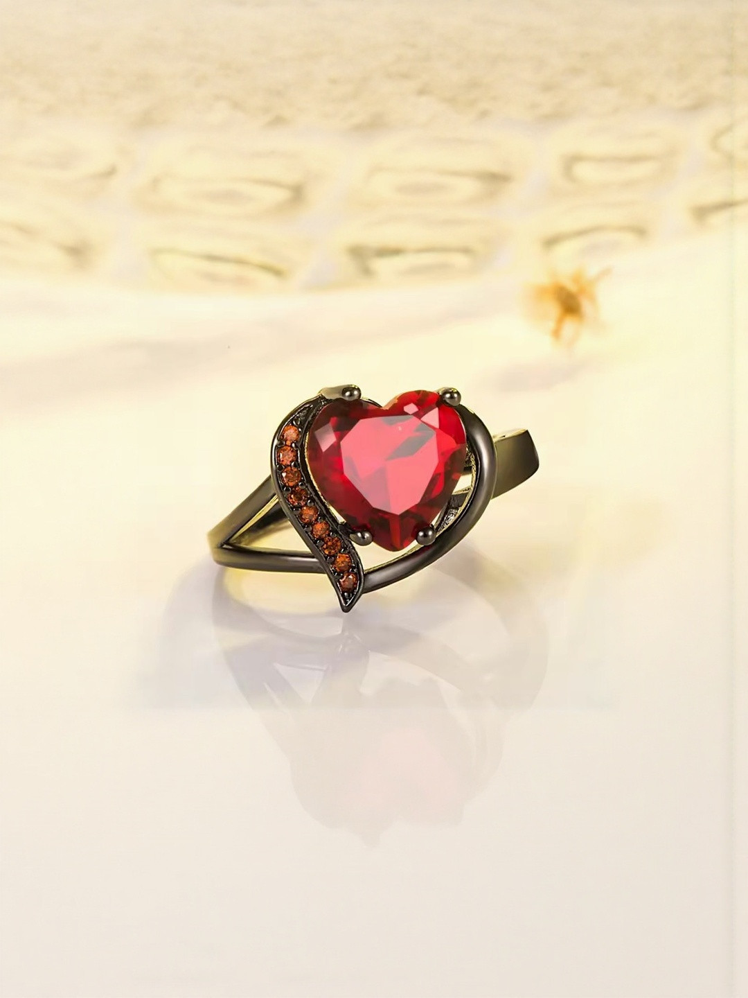 Iga collection Stone Studded Finger Ring With Rose Box