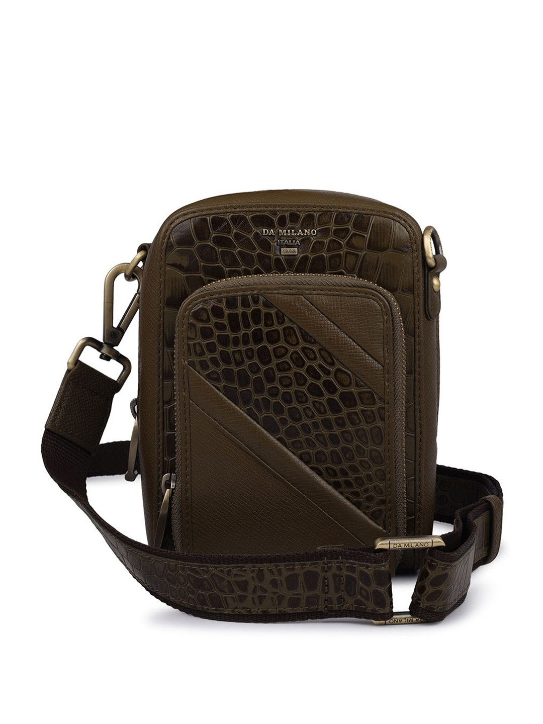 Da Milano Men Textured Leather 5 Year Warranty Messenger Bag