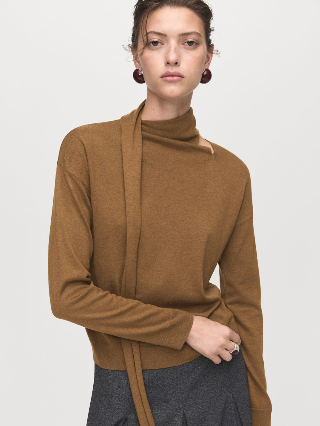 MANGO Scarf Neck Sweater