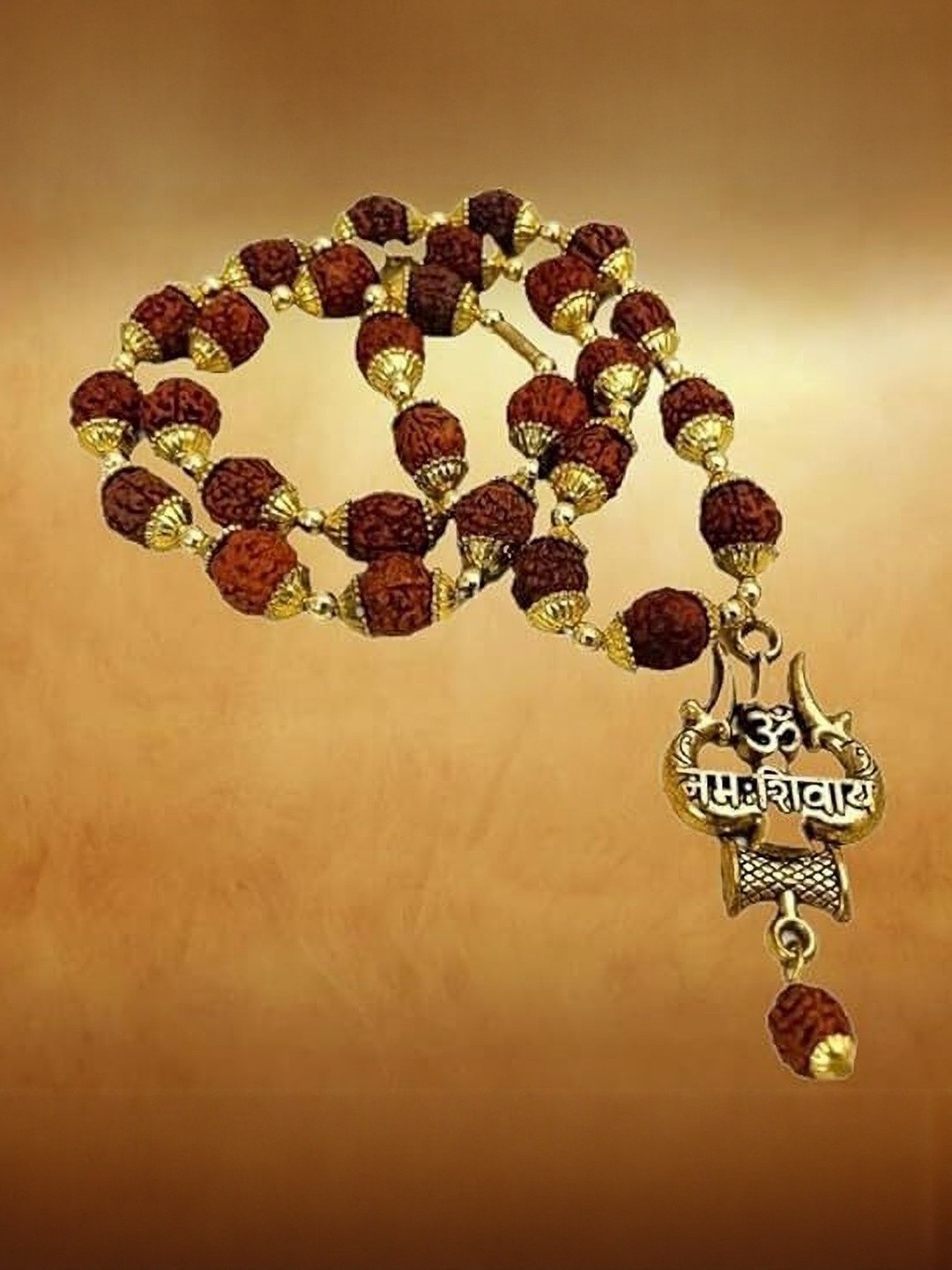 MK gallery Women OM Nah Shivay Trishul Rudraksha Mala Necklace