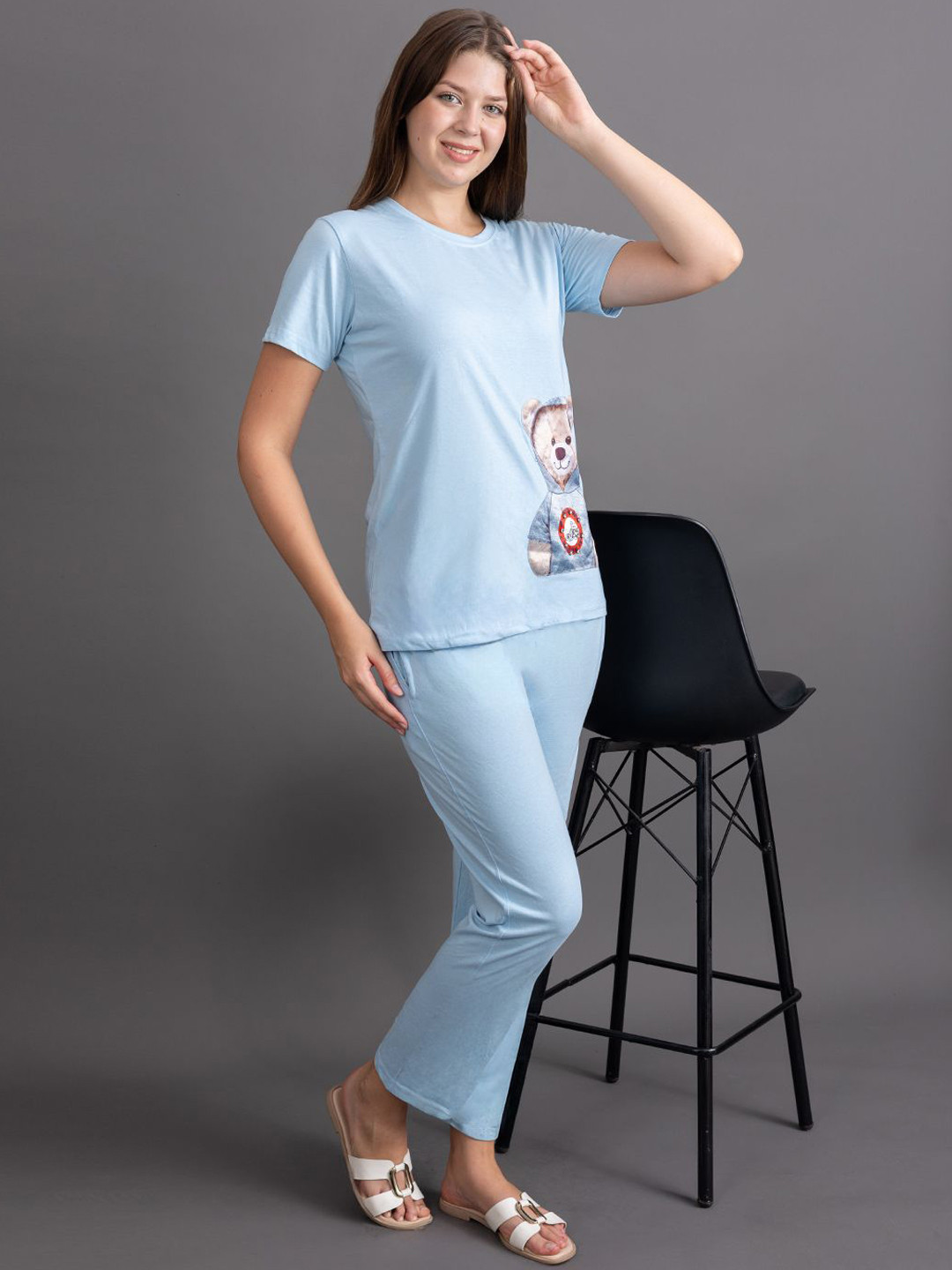 GRACIT Women Teddy Printed Night suit