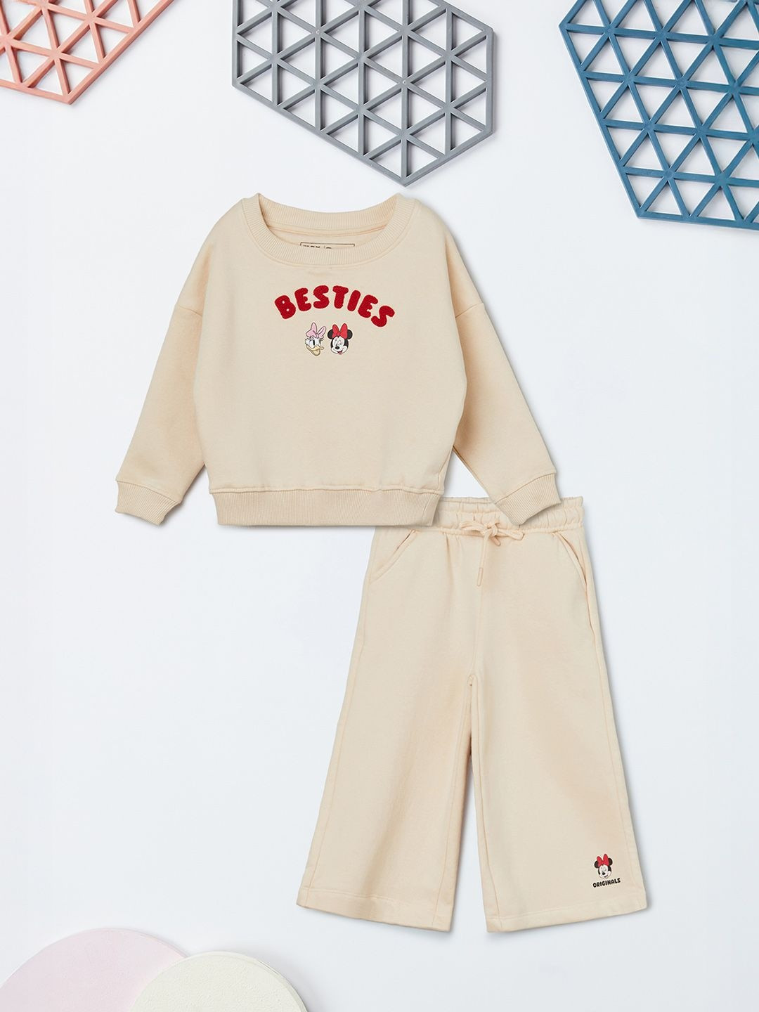 max Girls Minnie & Daisy Printed Long Sleeves Sweatshirt With Palazzo