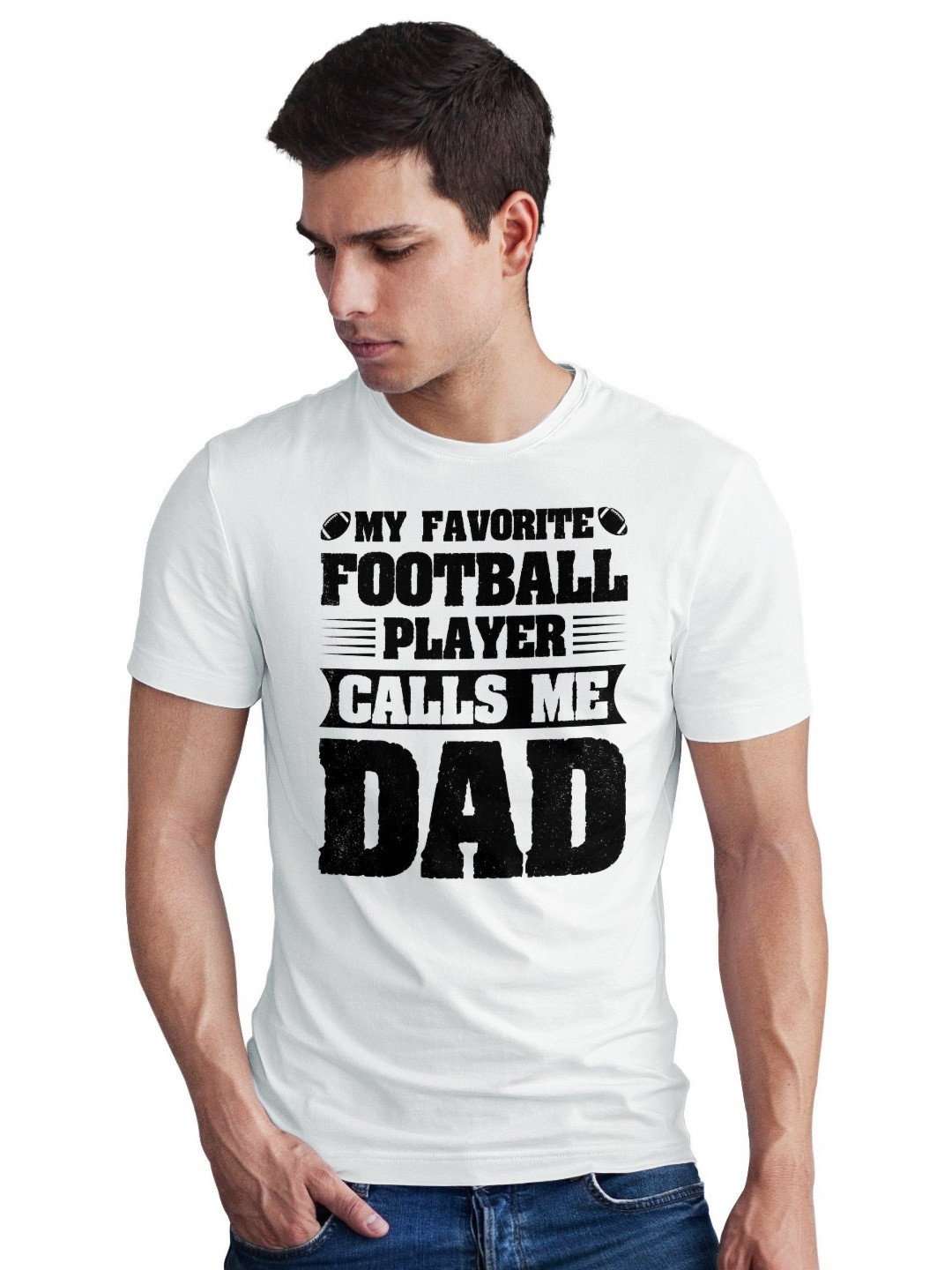 Seekbuylove Men Bio Finish Football Dad Round Neck Pure Cotton T-shirt