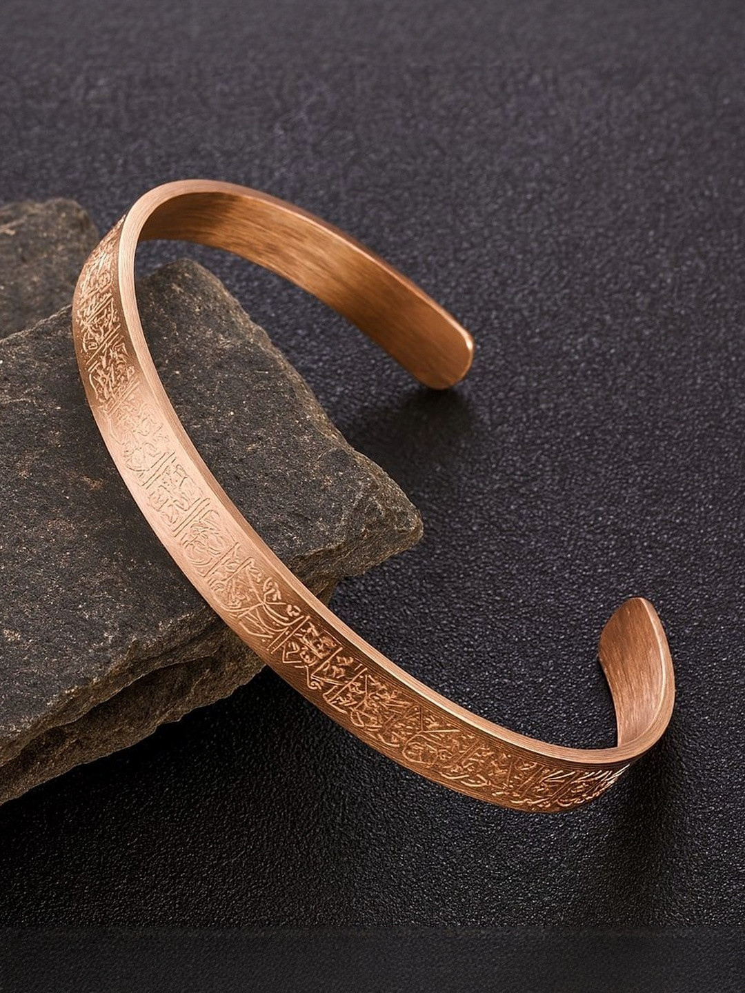 Jewelgenics Men Stainless Steel Rose Gold-Plated Cuff Bracelet