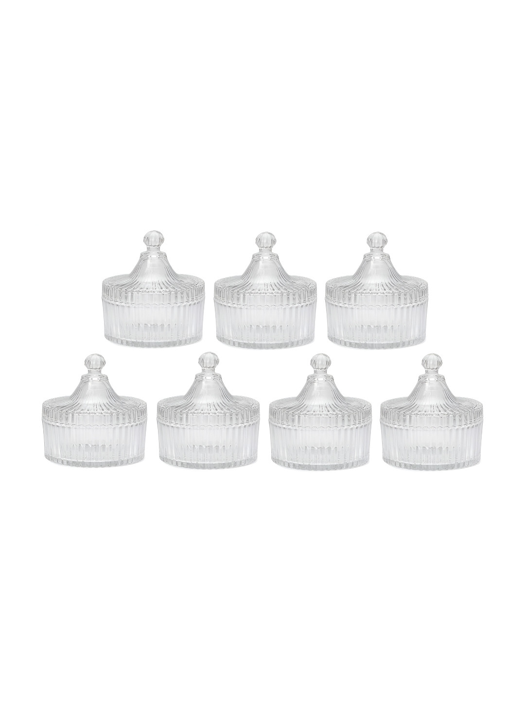 1ST TIME Transparent 7 Pieces Textured Glass Dishwasher Safe Serving Bowls 300ml