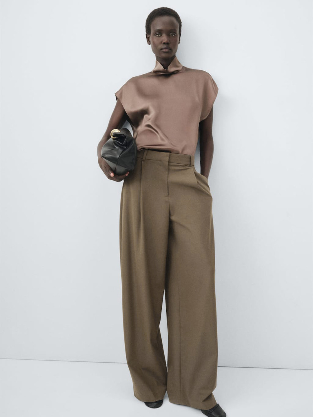 MANGO Women Straight Fit Pleated Trousers