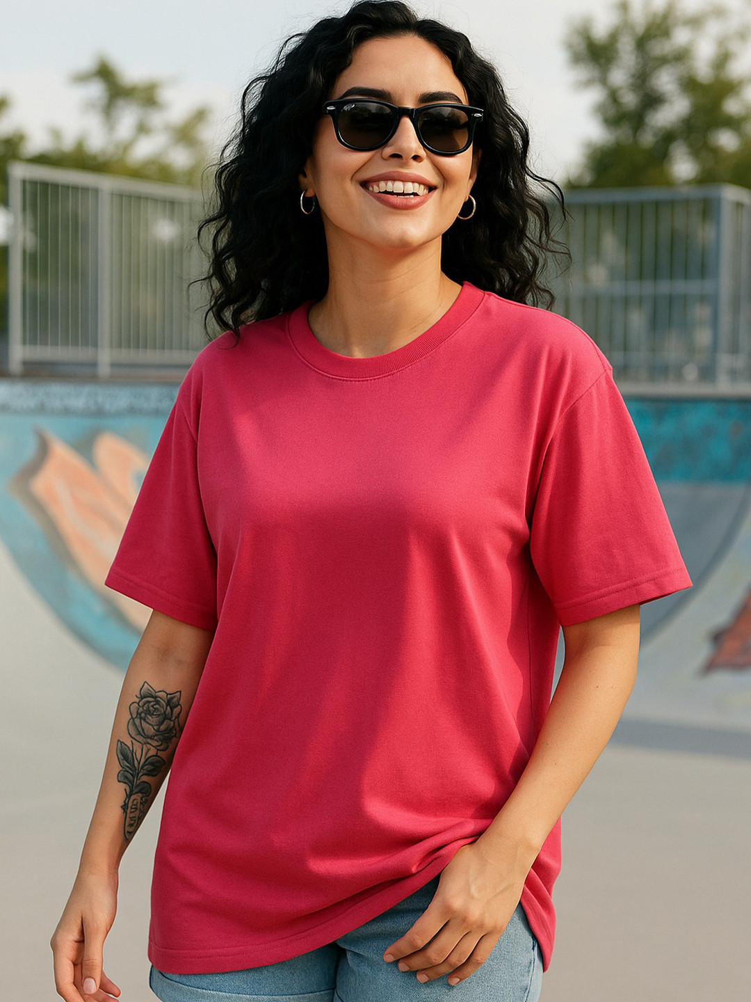 MORSE CODE Pure Cotton Round Neck Oversized T-shirt