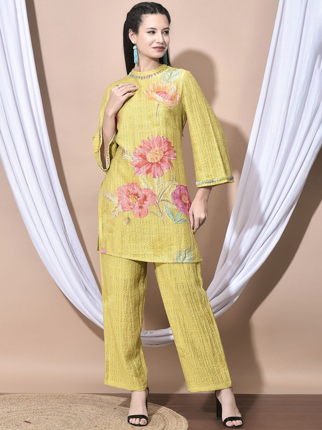 FFU Printed Round Neck casual Resort Casual Tunic With Trousers