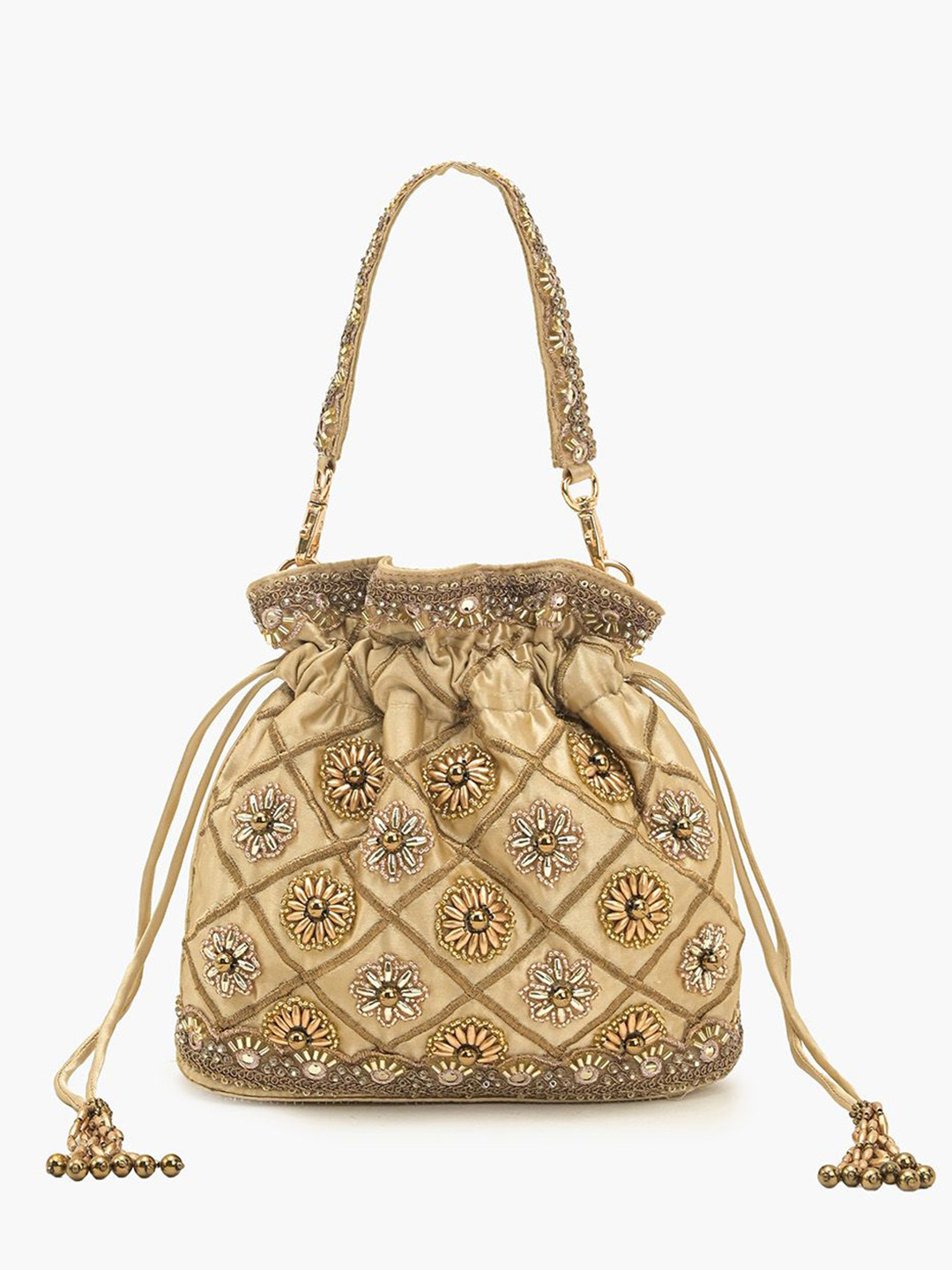 BohoGirl Embellished Tasselled Wrist Loop potli