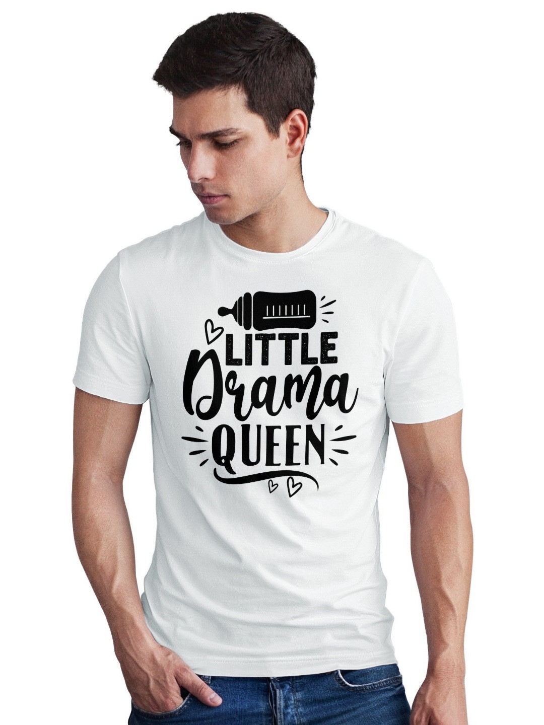 Seekbuylove Men Bio Finish Little Drama Queen Round Neck Pure Cotton T-shirt