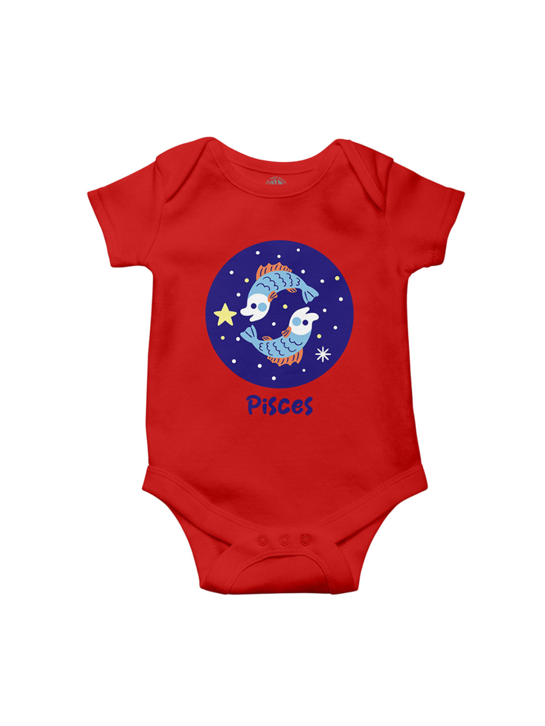 THE PRINT PLATTER Kids Pisces Printed Envelope Neck Cotton Bodysuit