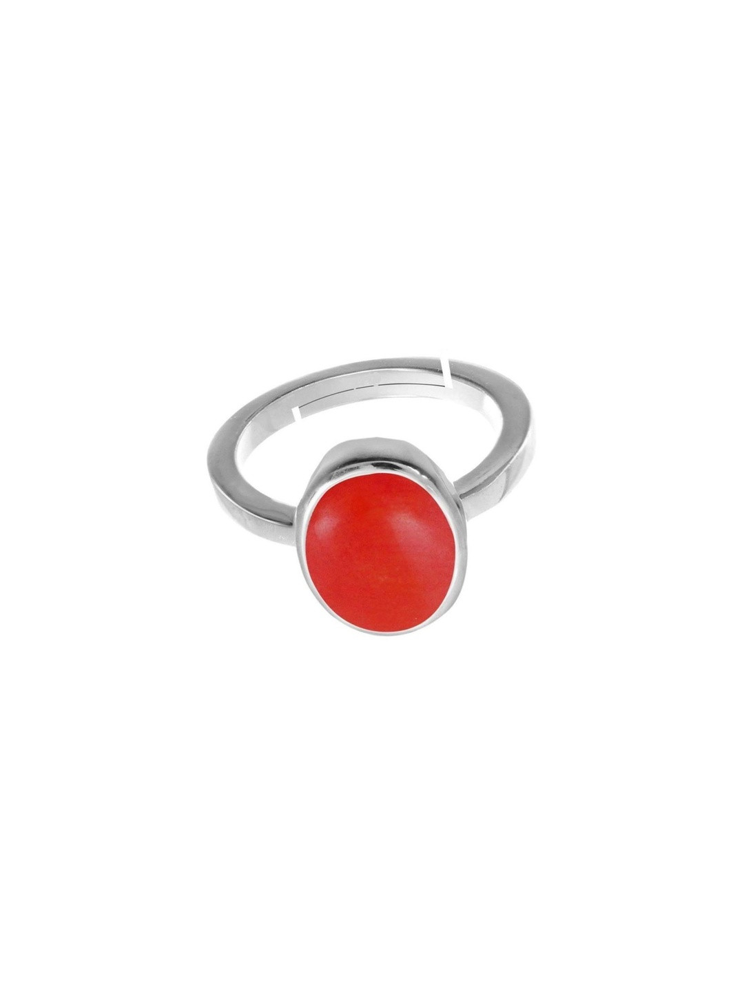 RAVIOUR LIFESTYLE Sliver Plated 6.25 Ratti Moonga Studded Finger Ring