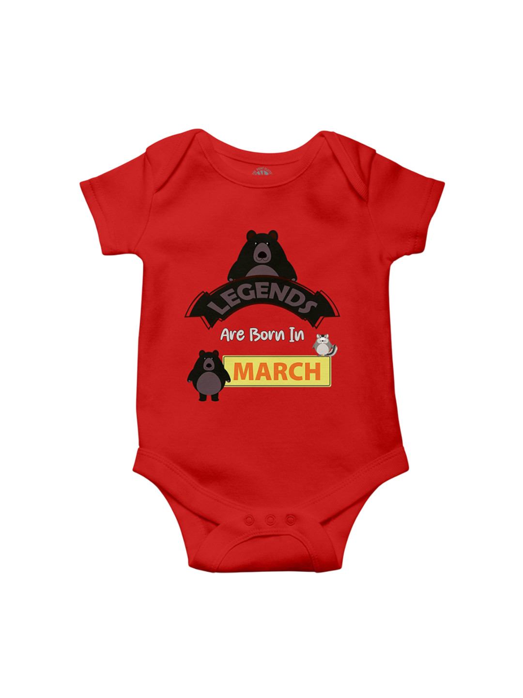 THE PRINT PLATTER Kids Legends In March Printed Envelope Neck Bio Wash Cotton Bodysuit