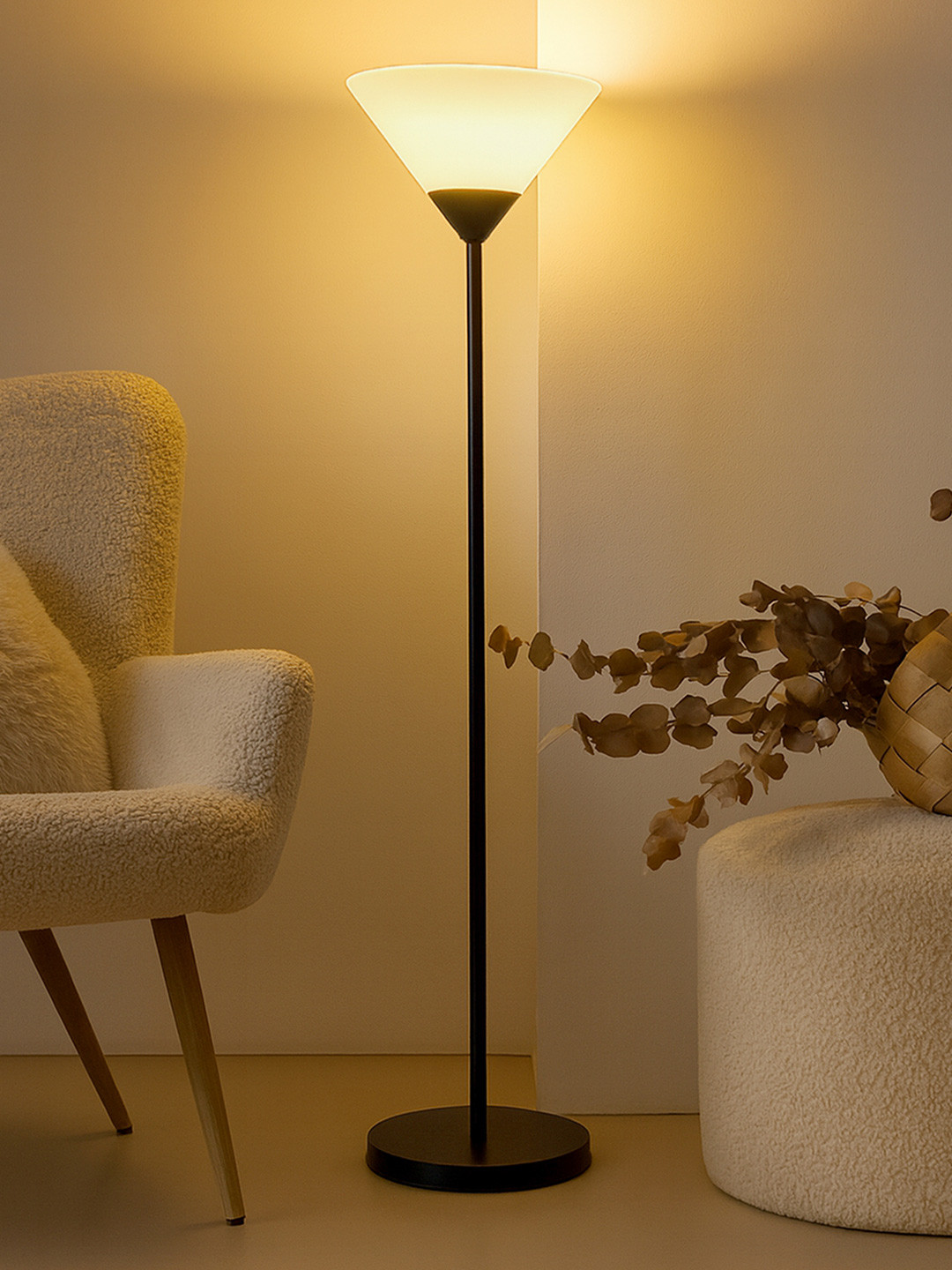 Homesake Black & White Metal Acrylic Triangle Shaped Standing Floor Lamp