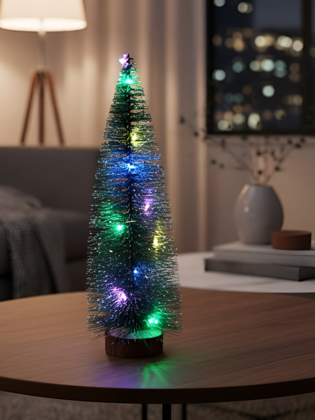 Go Hooked Green Snow Flocked Mini Christmas Tree With Warm LED Lights