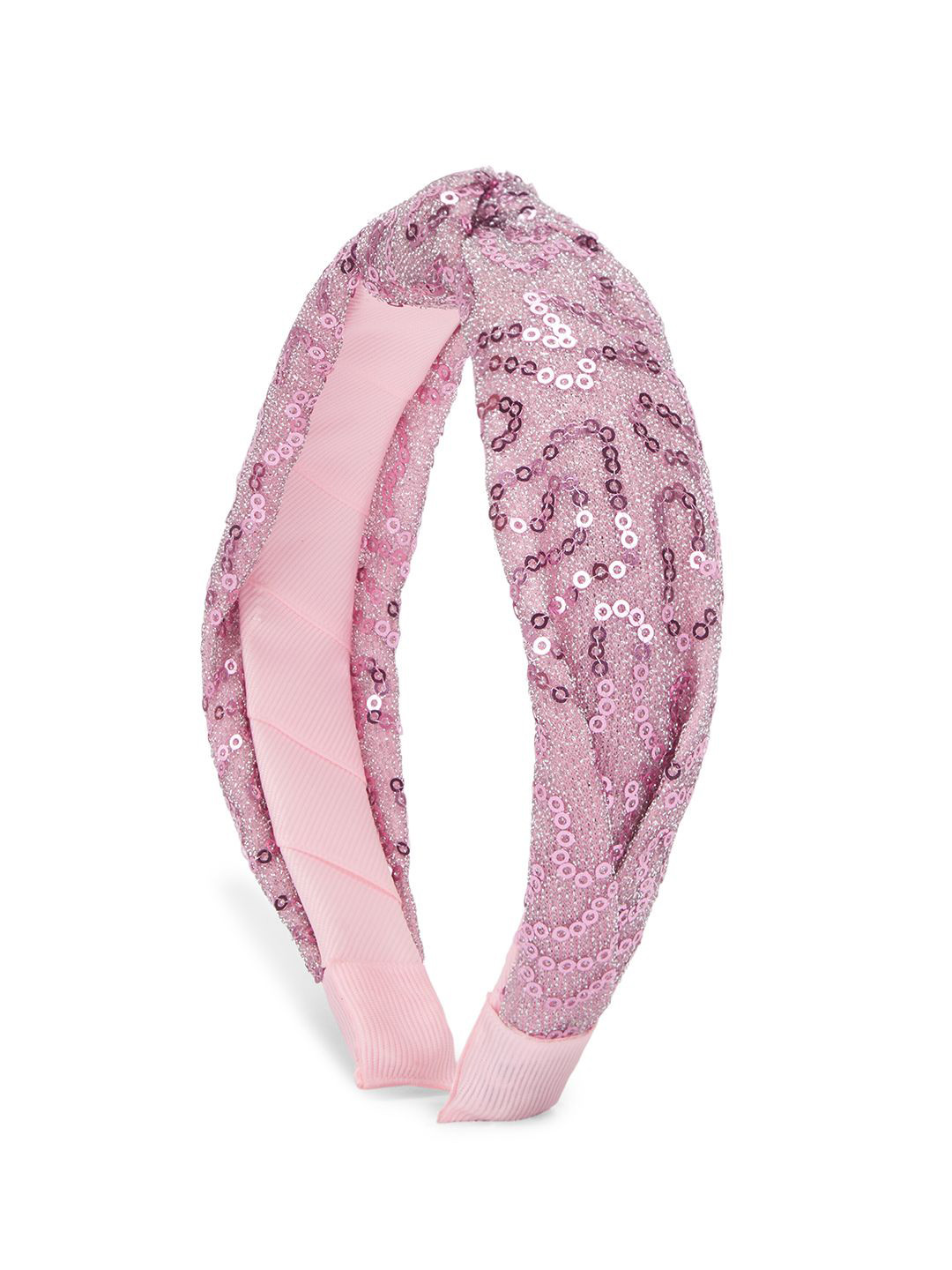 RIBBON CANDY Pink Knotted Sequins Hairband