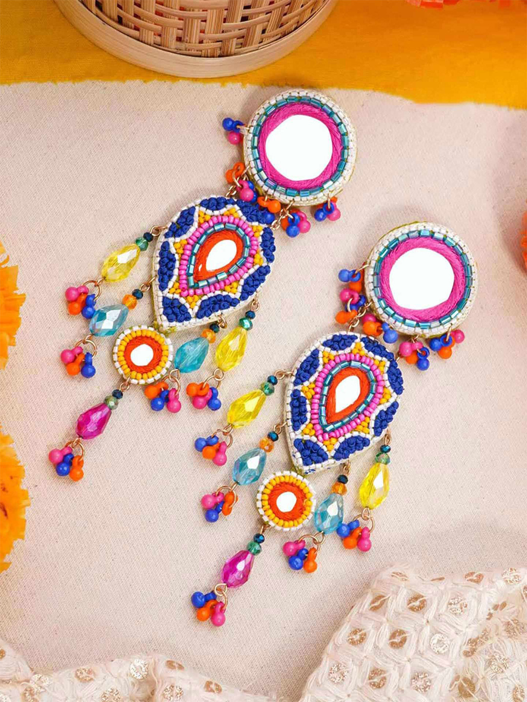 EVERSTYLISH Odyaman The Vibrant Rainfall Artificial Beaded Contemporary Drop Earrings