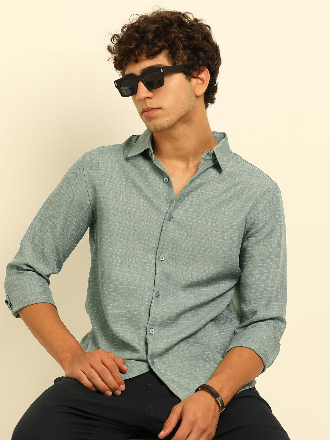 Bushirt Textured Long Sleeves Regular Fit Shirt