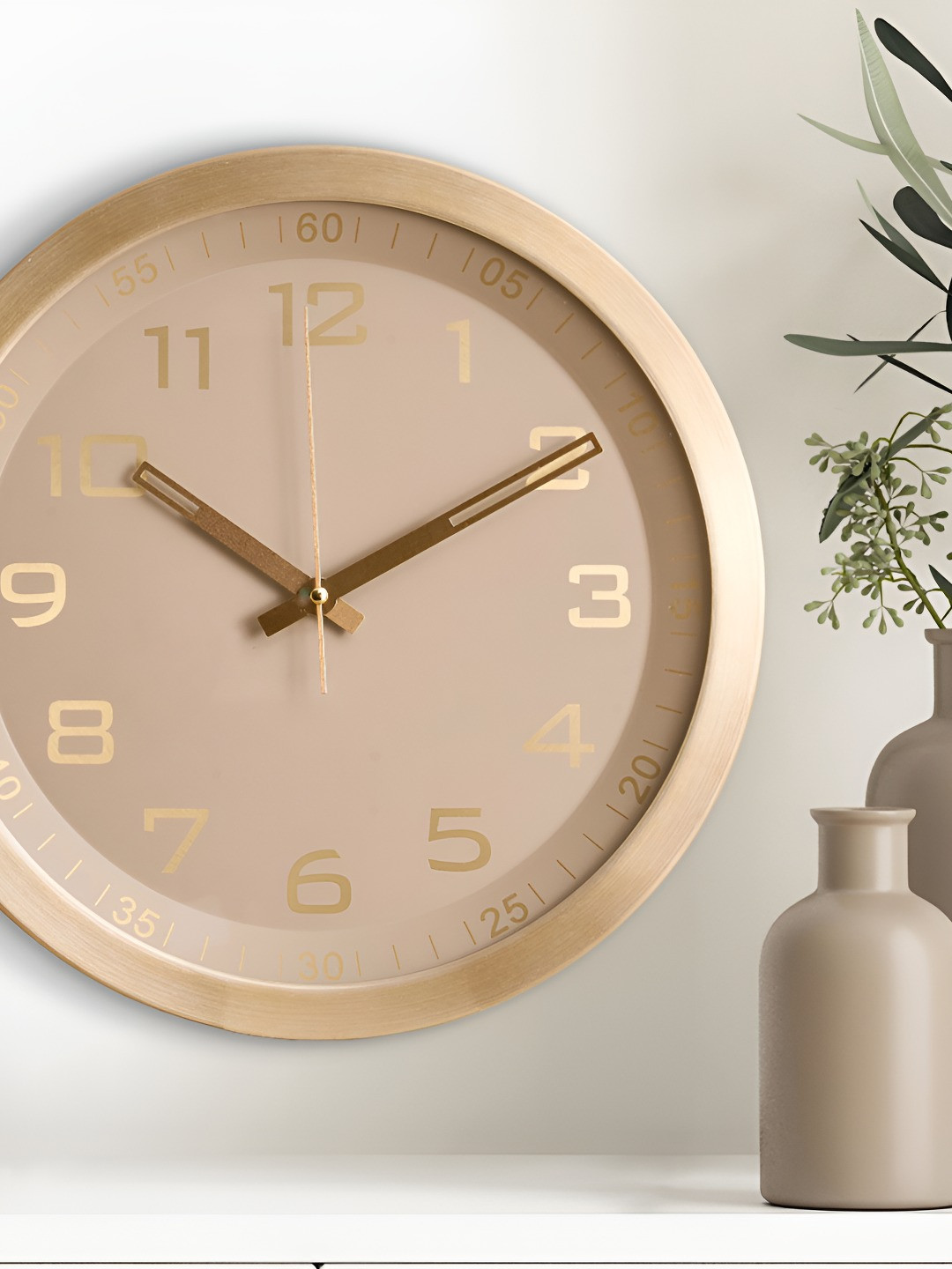 Home Centre Casablanca Glimmer Gold-Toned Contemporary Aluminum Wall Clock