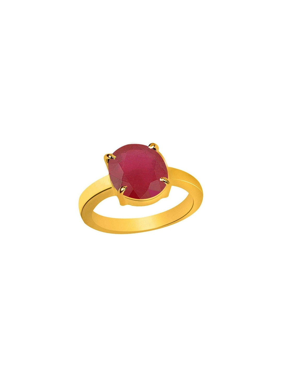 RAVIOUR LIFESTYLE SHYAMKRIPA GEMS Unisex Gold Plated 9.25 Ruby Manik Studded Finger Ring