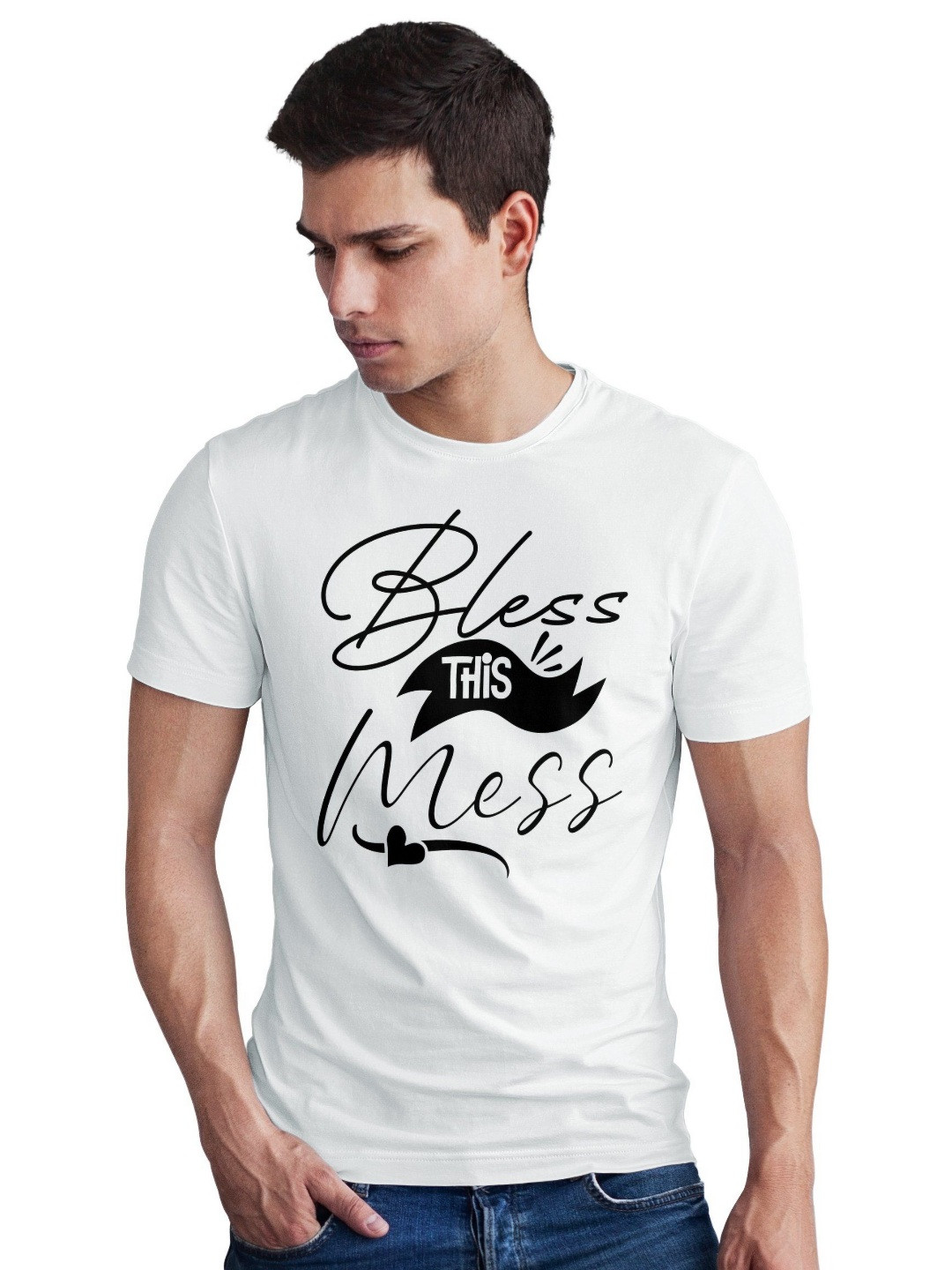 Seekbuylove Men Bio Finish Bless This Mess Round Neck Pure Cotton T-shirt