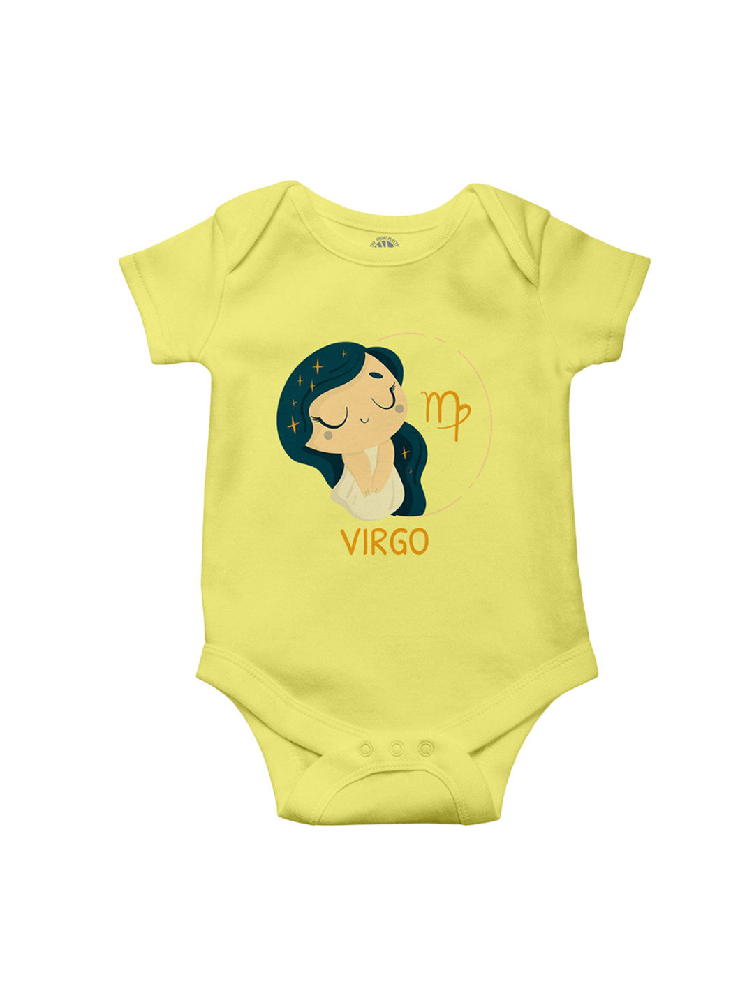 THE PRINT PLATTER Infants Virgo Yellow Baby Printed Cotton Rompers