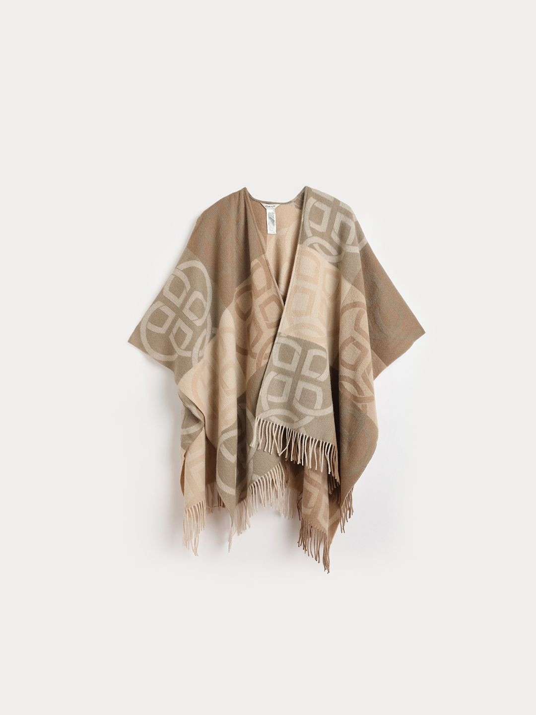 GANT Women Geometric Print Fringed Woollen Cape Top