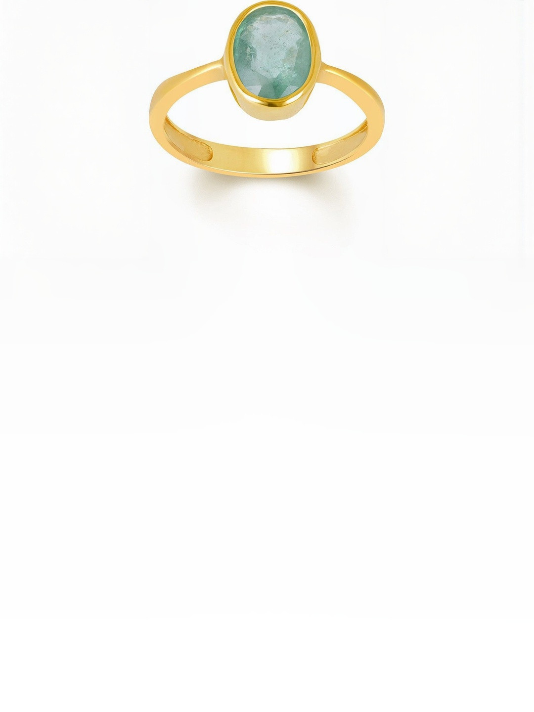 RAVIOUR LIFESTYLE Copper Plated 9.25 Ratti Emerald Studded Finger Ring