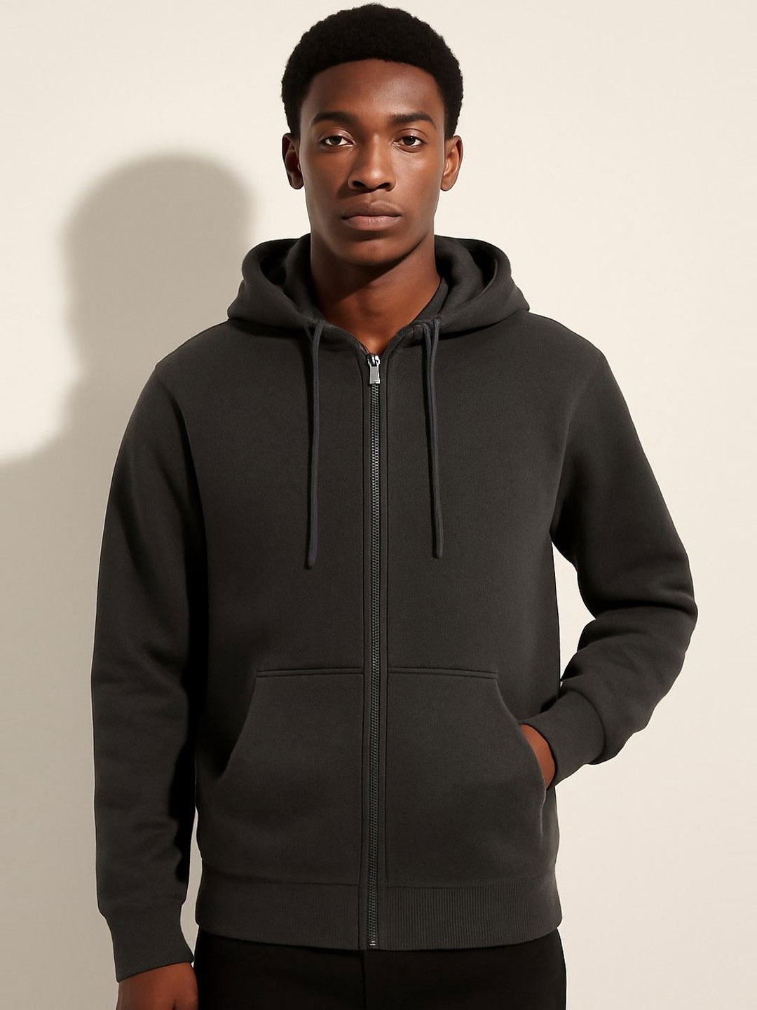 Parcel Yard Men Hooded Front-Open Sweatshirt