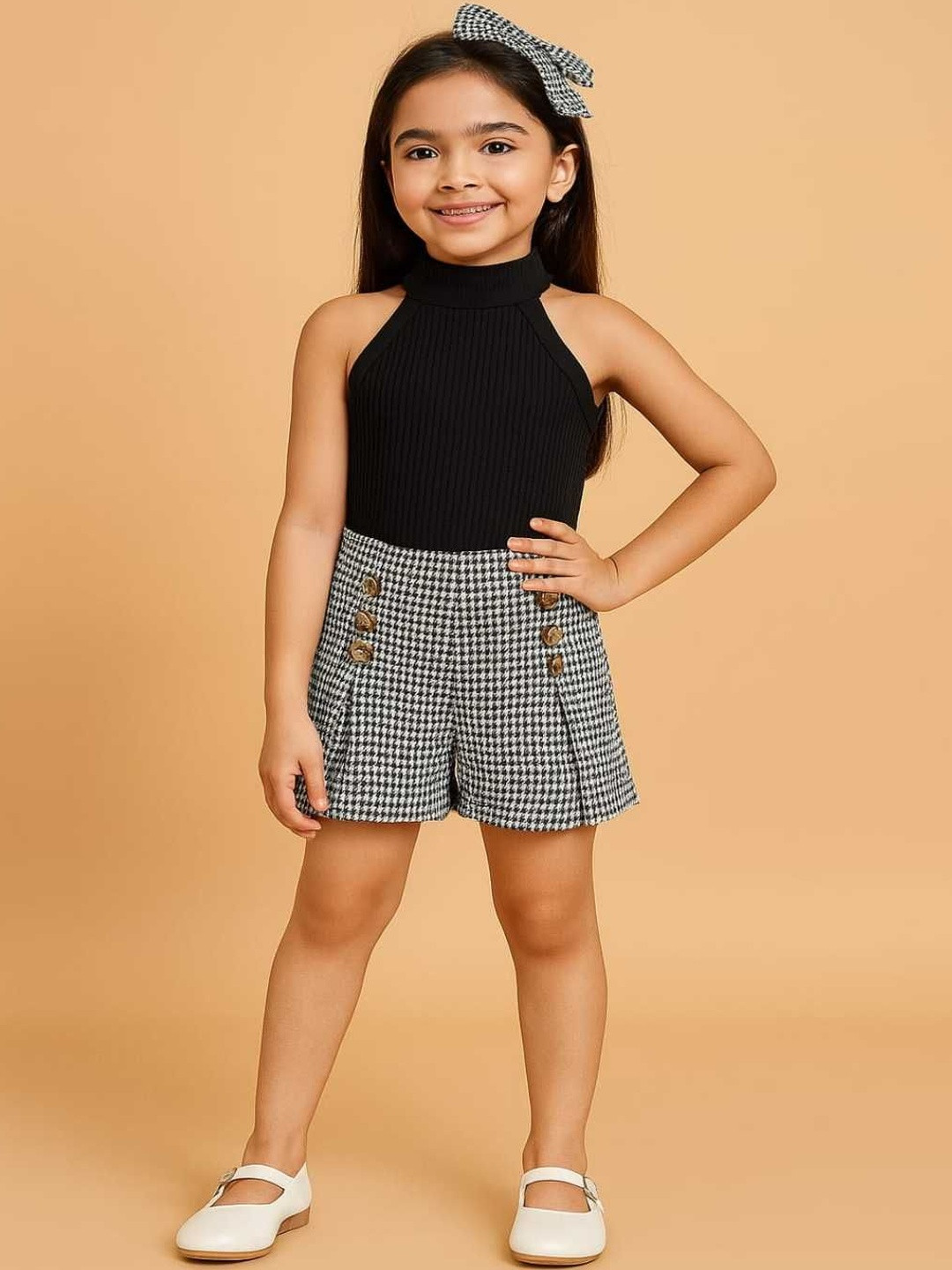 RAMIAAZ Girls Cotton Blend Top with Shorts