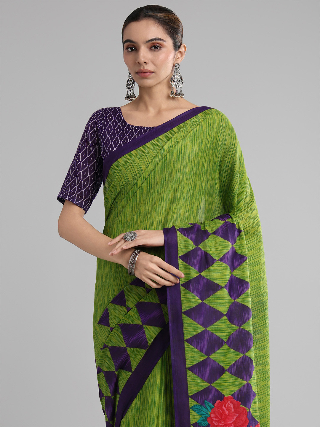 Anouk Rustic Printed Sambalpuri Sarees With Unstitched Blouse Piece