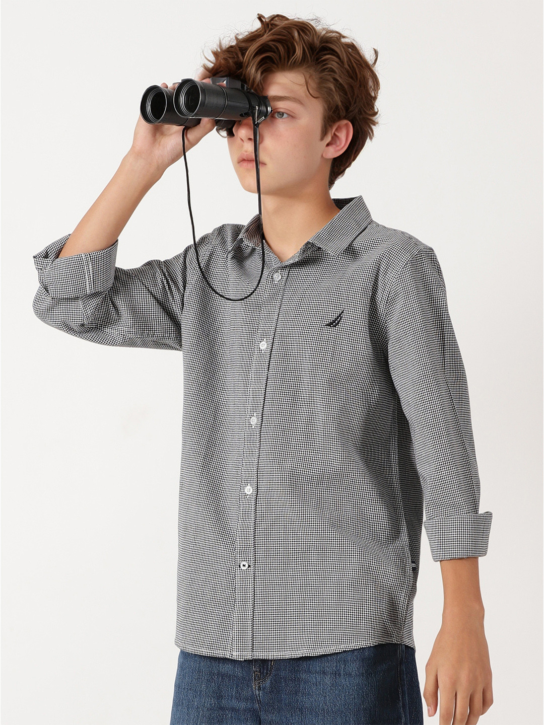 Nautica Kids Boys Checked Premium Regular Fit Casual Shirt