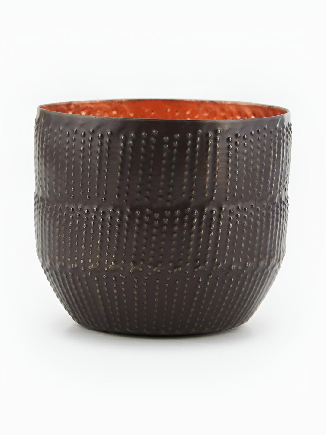 Fabindia Sarvar Brown Textured Metal Candle Holder