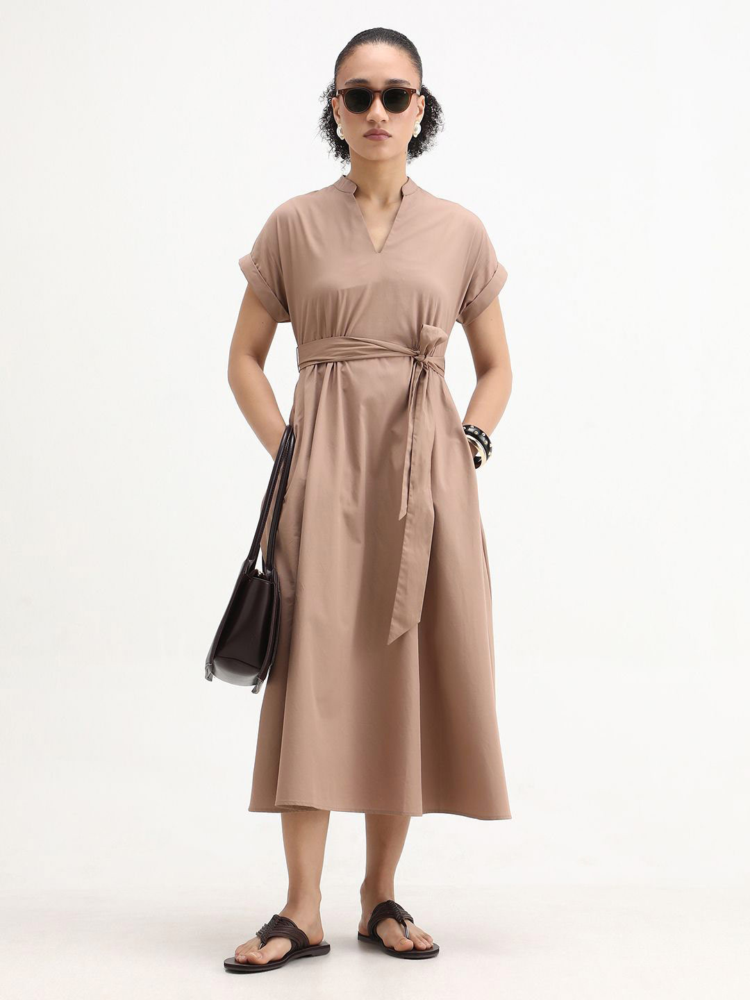 RAREISM Women Belted A-Line Midi Dresses