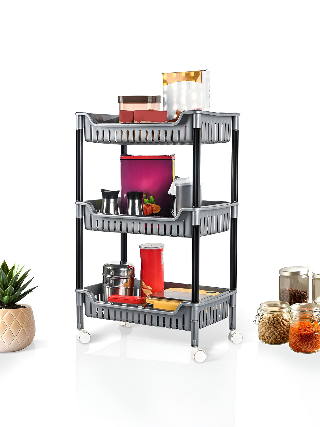 Aura Grey Regular 3 Layer Multi-Utility Organisers with Wheels