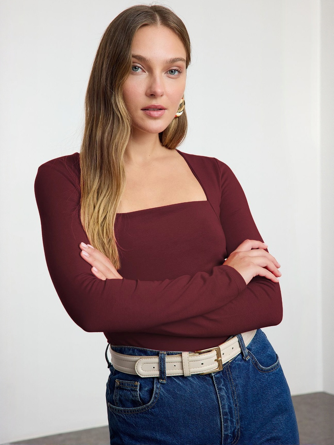 Trendyol Square Neck Cotton Top