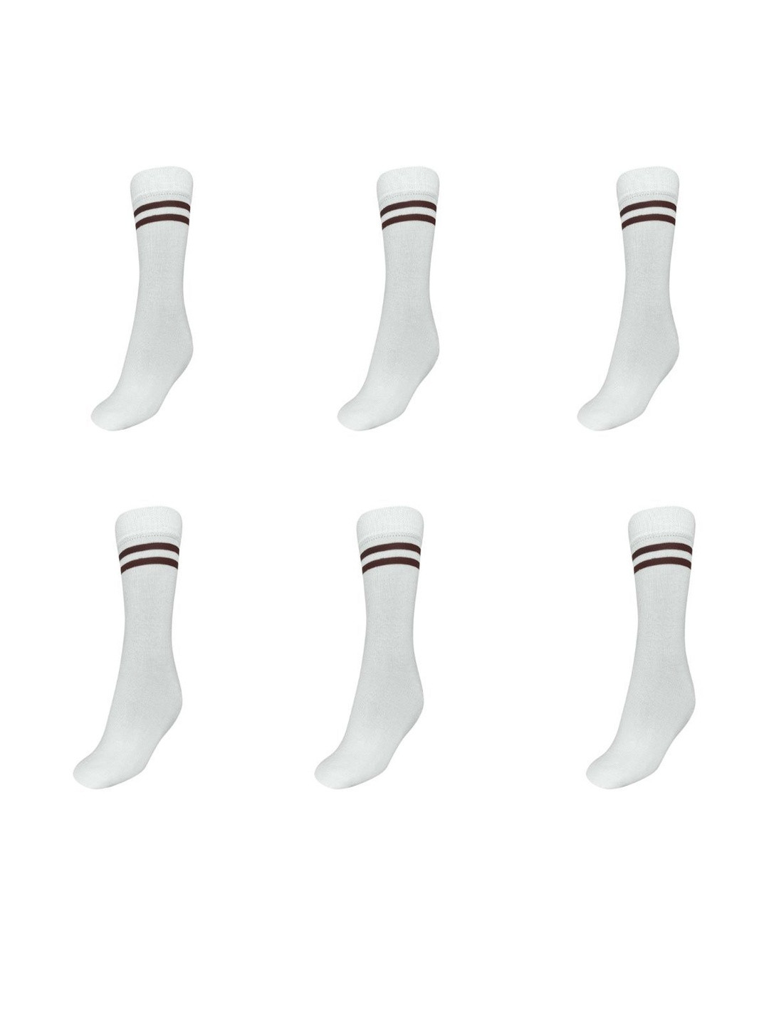 MUKHAKSH Boys Pack Of 6 White Calf Length Socks