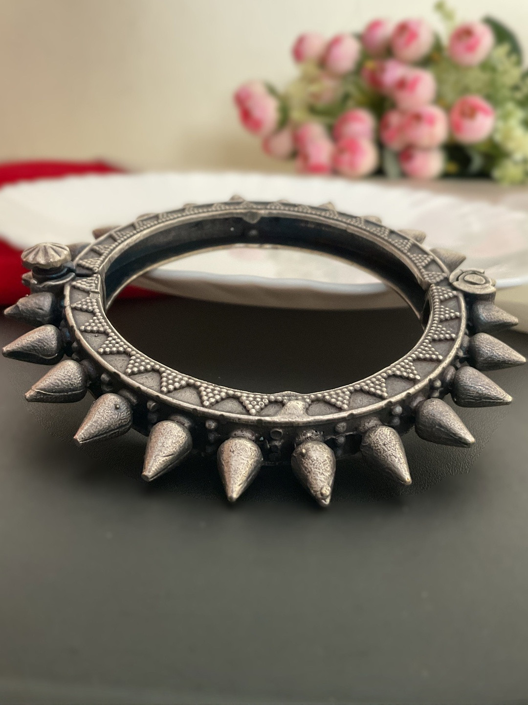 Devsena Brass Silver Plated Cone Kada