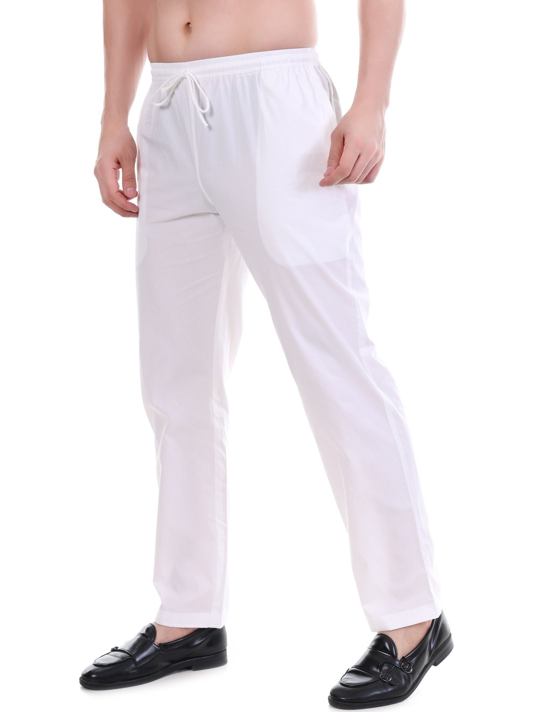 DASTEKARIGAR Men White Mid-Rise Cotton Pyjamas
