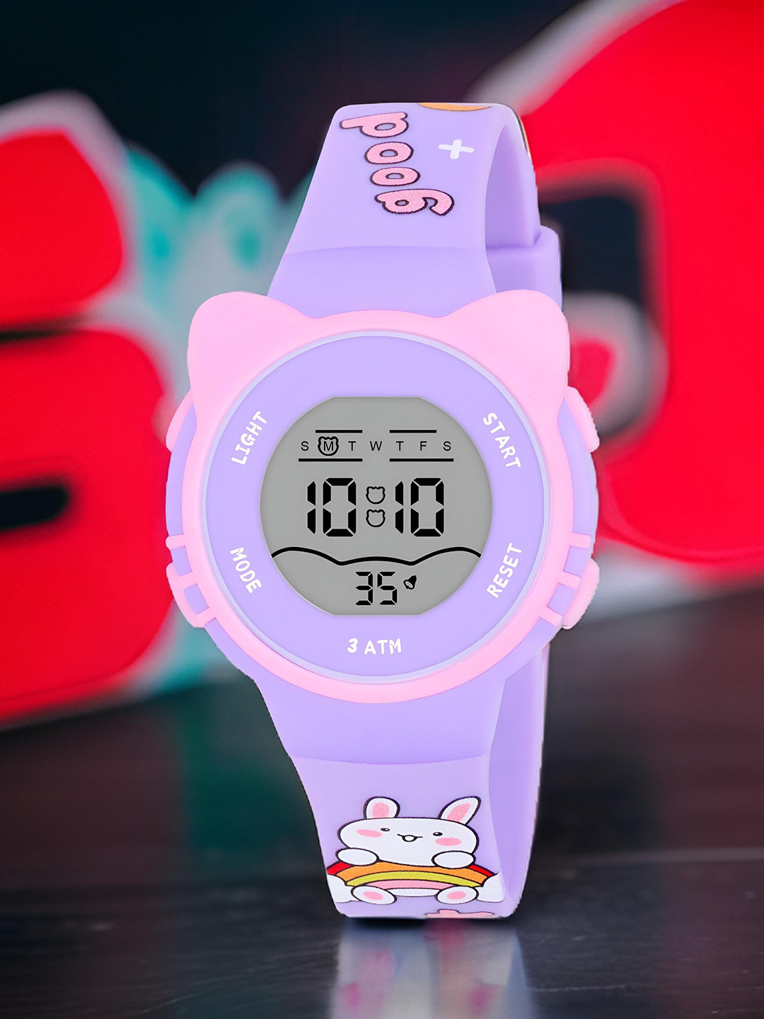 EWWE Kids Round Dial & Straps Digital Multi Function Watch 2206-Cat-Purple