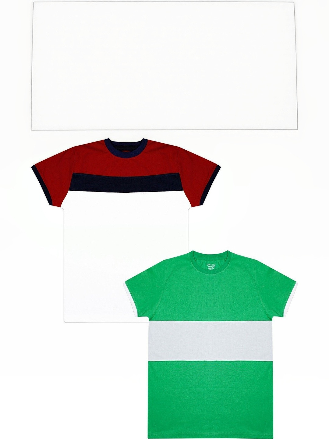 Luke & Lilly Boys Pack Of 2 Green & Red Colourblocked Round Neck Cotton T-shirts