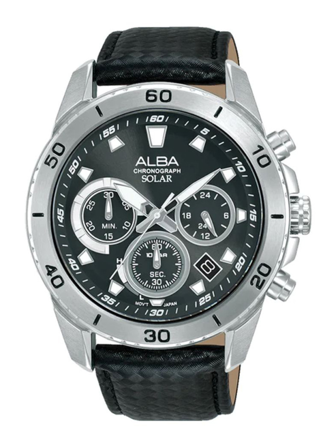 Alba Men Round Dial & Leather Straps Analogue Solar Powered Watch AZ5019X1