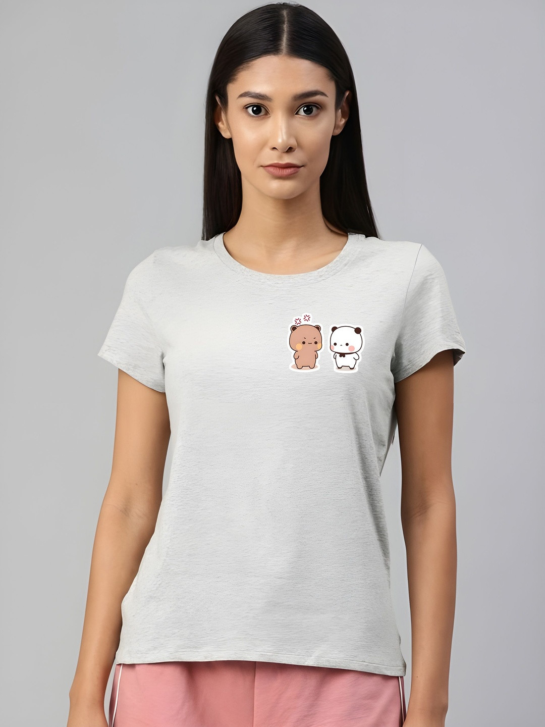 SZN Women Milk & Mocha Printed Regular Fit Round Neck T-shirt