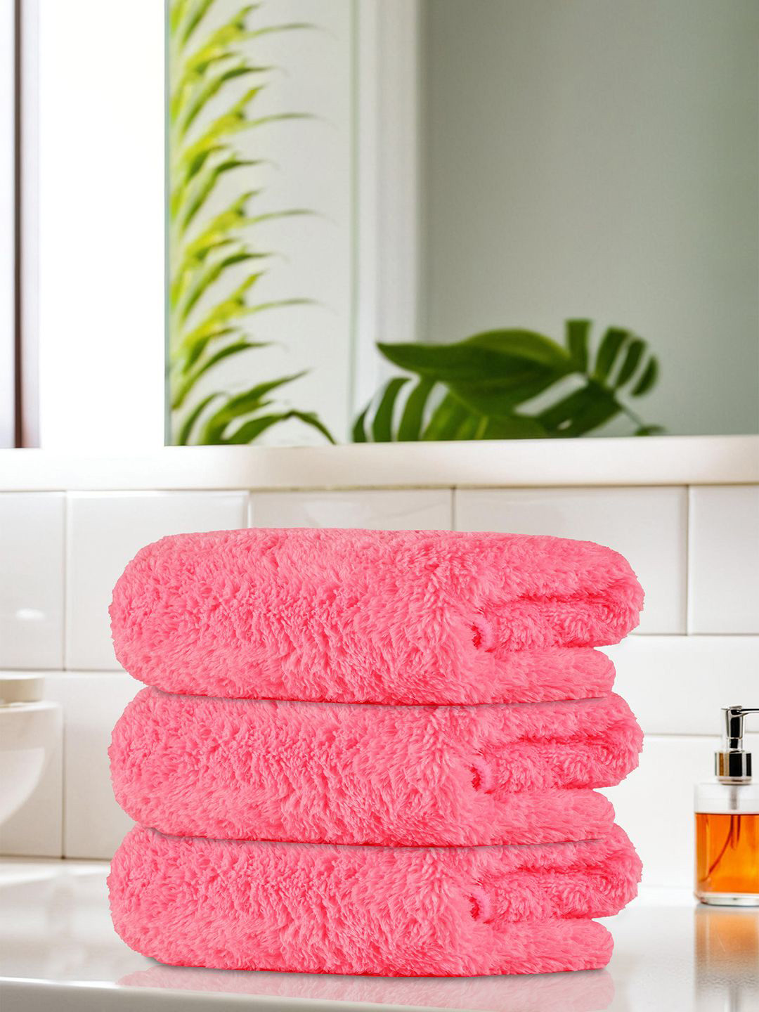 Kuber Industries Pink 3 Pieces Microfiber Cleaning Cloth